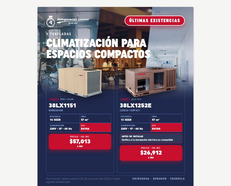 Refrigeración Lozano — serie de anuncios por tonelaje