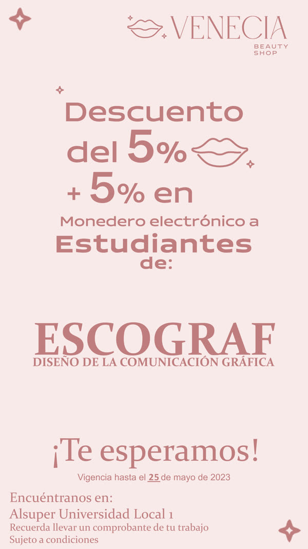 Venecia Beauty Shop — promoción para estudiantes
